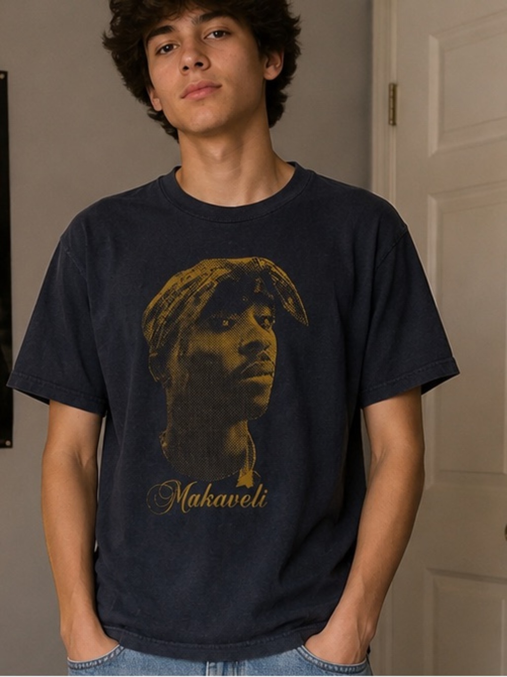 Vtg Vintage young makaveli 90s 2pac Tupac Makaveli 7 Hip Hop Rap Tee size xs